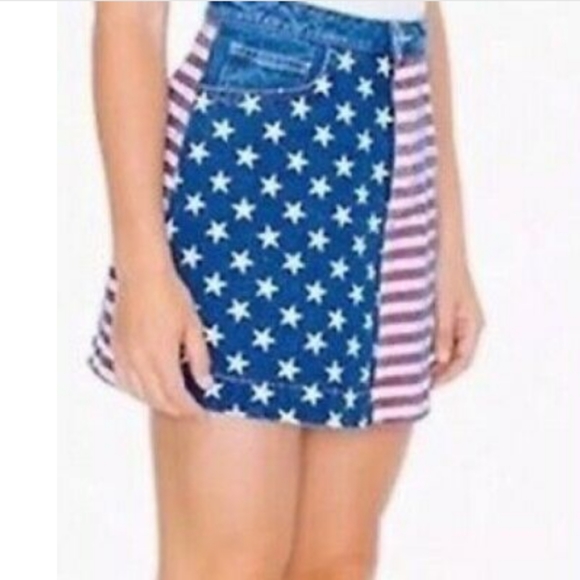 AMERICAN APPAREL STARS & STRIPES DENIM SKIRT - Picture 2 of 8